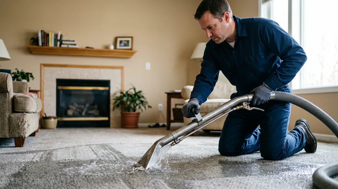 Water damage restoration technician working near Lawrence, MI
